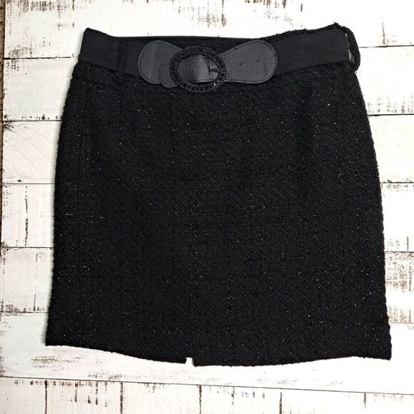 Maurices Black Belted Sparkling Mini Skirt Ebony 5/6 (Junior) - Picture 1 of 8